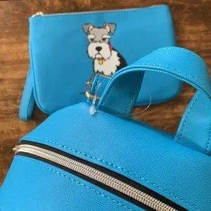 New Marc Tetro Blue Schnauzer backpack and wristlet gift set (w/o tag or box) Marc Tetro | Bags | New Marc Tetro Blue Schnauzer Backpack  main image 2